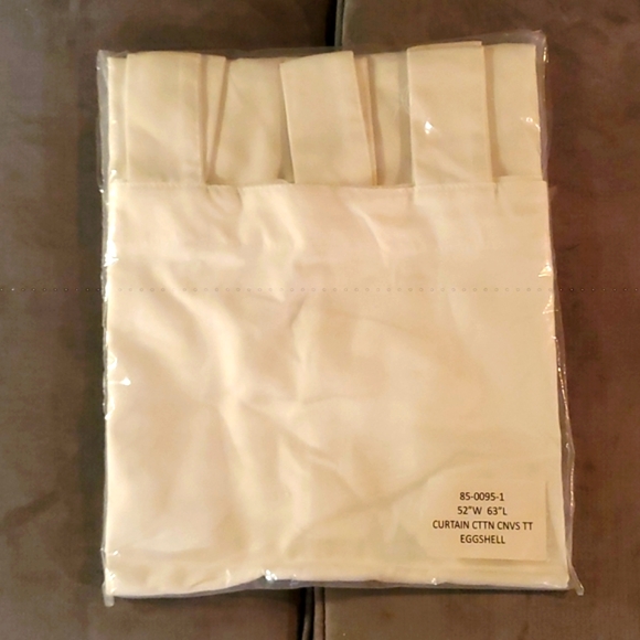 Eggshell Colored Cotton Tab Top Drapes - Picture 2 of 4